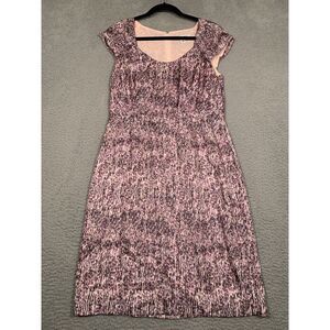 Banana Republic Purple Dress‎ 100% Silk Knee Length Short Cap Sleeve Size 10 Art